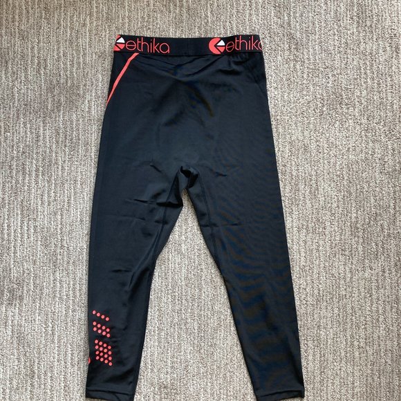 Men's Small Ethika Subzero Performance 3/4 Length Compression Pants Tights Black - Picture 3 of 3